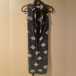 Equipment Black and White Sheath Dress Cowl Neck Sleeveless